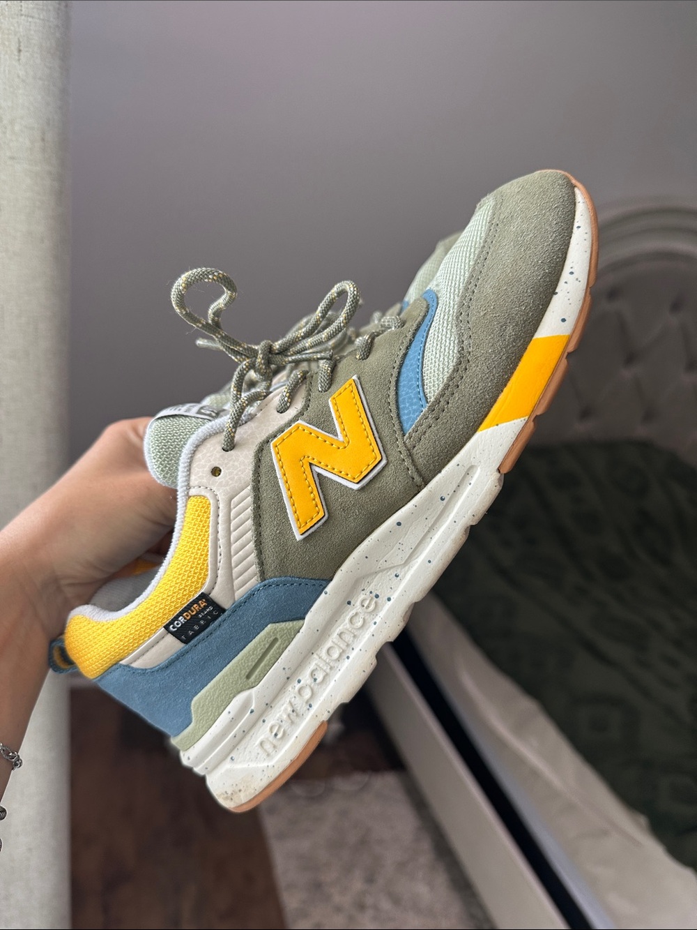 New Balance Olive, Yellow & Blue Lifestyle Sneaker